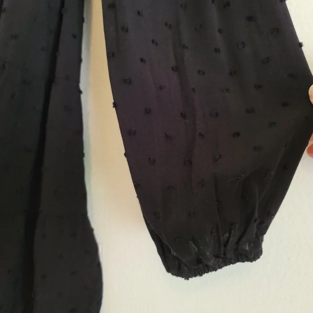 Blue Rain Womens Size XS Swiss Dot Babydoll Tiered Dress Black Dark Academia Top - Picture 4 of 11